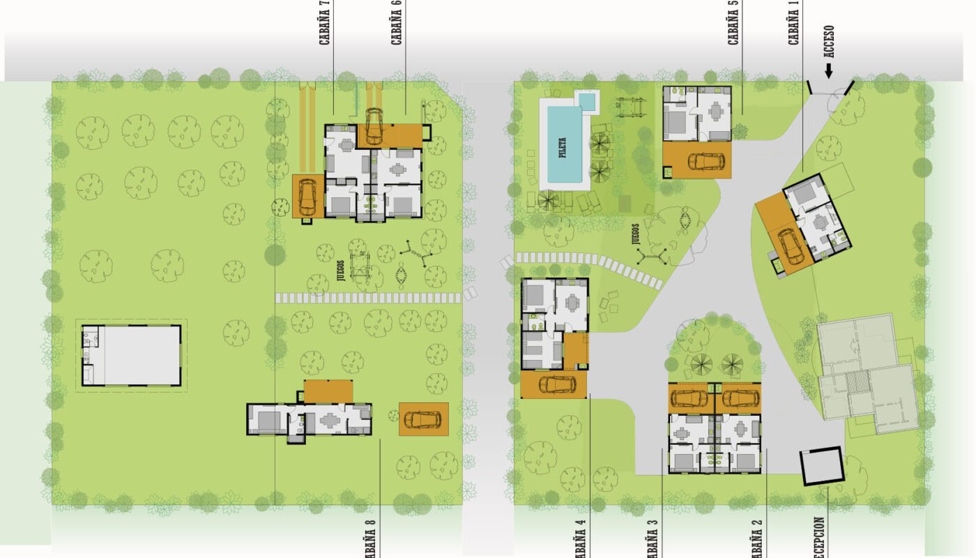 Plano general de las 8 cabañas - Alta Vista Tandil